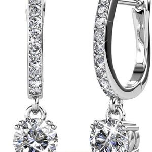 McKenzie 18k White Gold Plated Drop Dangle Earrings with Swarovski Crystals